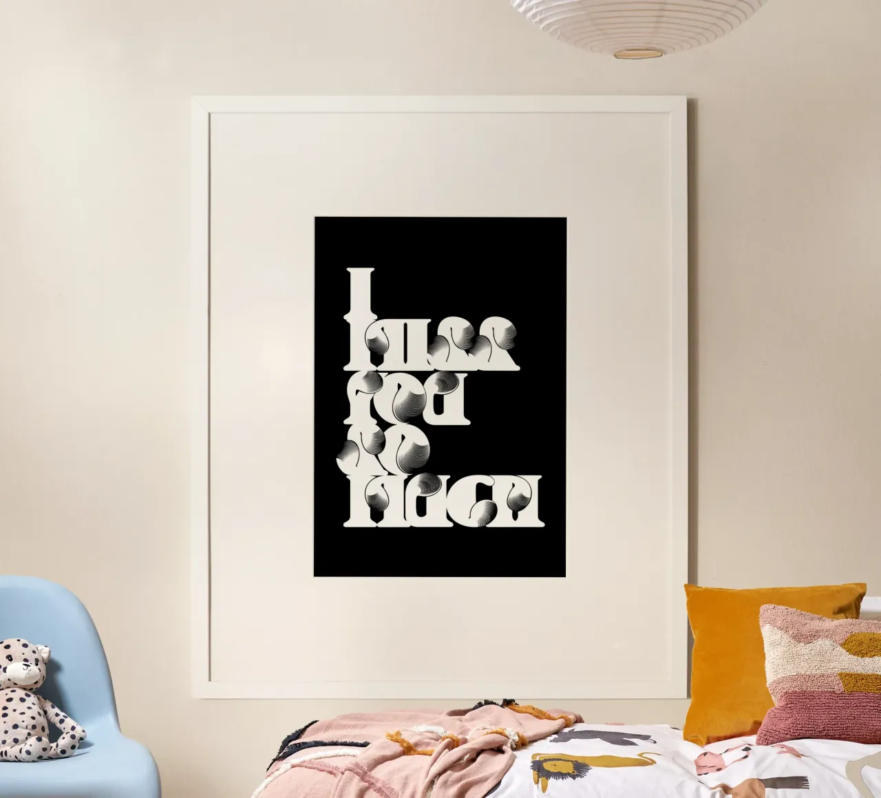 MI MANCHI (NERO) poster con telaio in legno da Cranio Dsgn