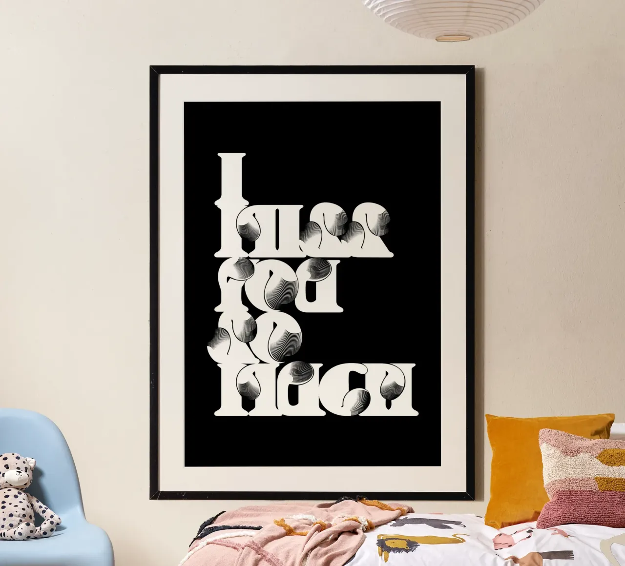 MI MANCHI (NERO) poster con telaio in legno da Cranio Dsgn