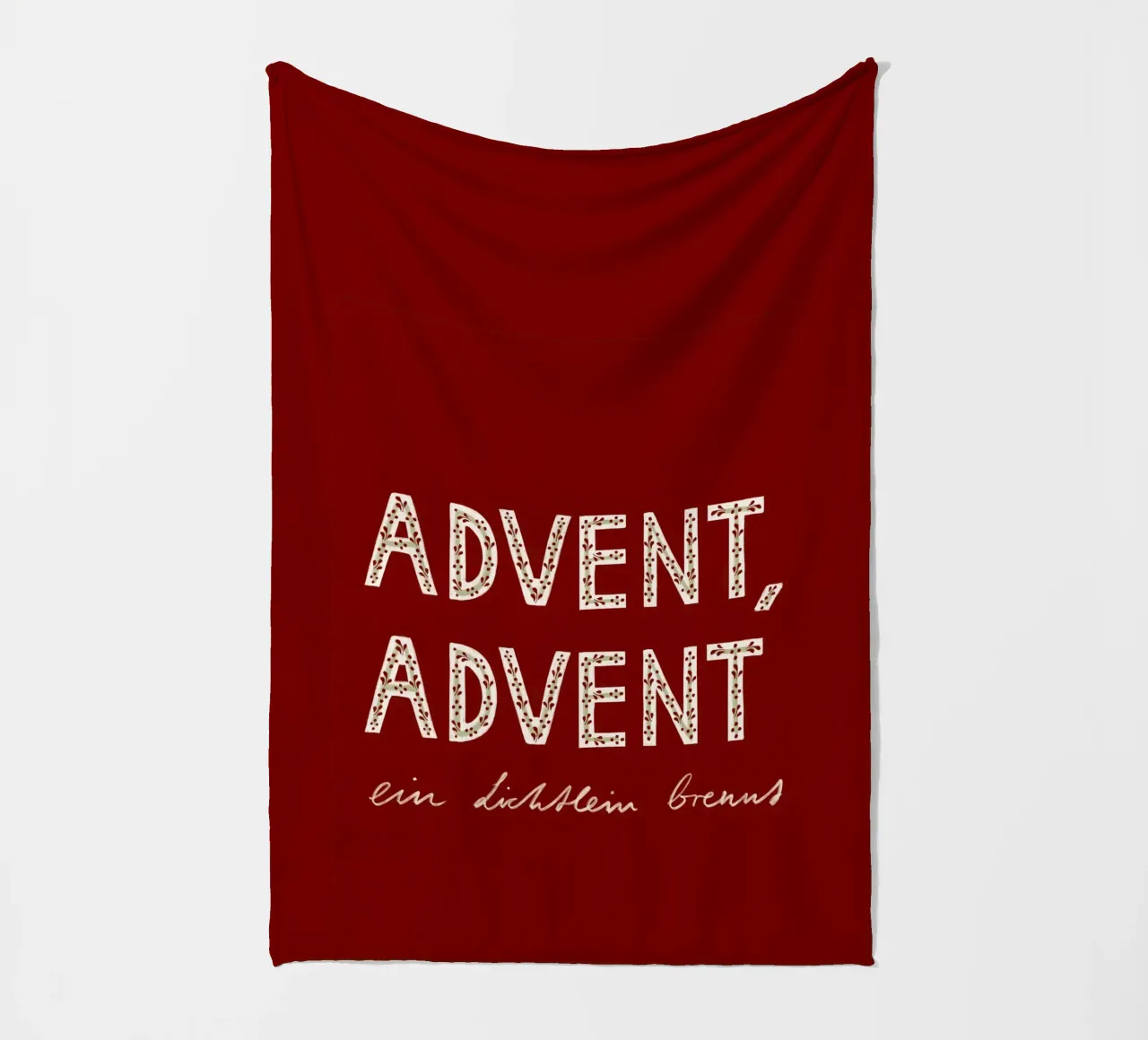 Advent, Advent, ein Lichtlein brennt Rot Fleecedecke von Sophie Augustin Illustration