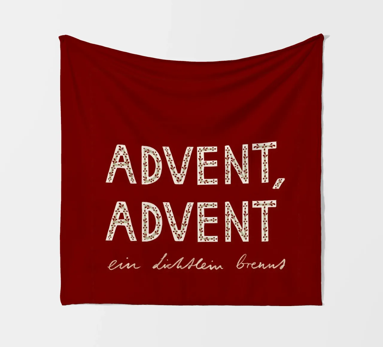 Advent, Advent, ein Lichtlein brennt Rot Fleecedecke von Sophie Augustin Illustration