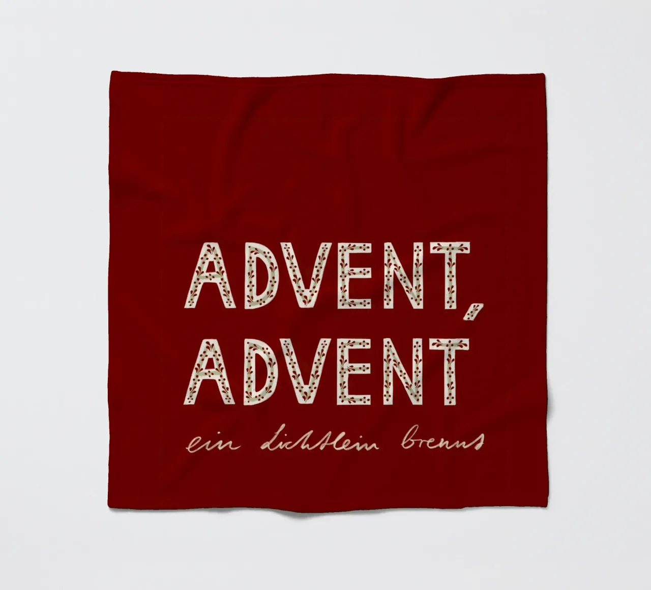 Advent, Advent, ein Lichtlein brennt Rot Fleecedecke von Sophie Augustin Illustration