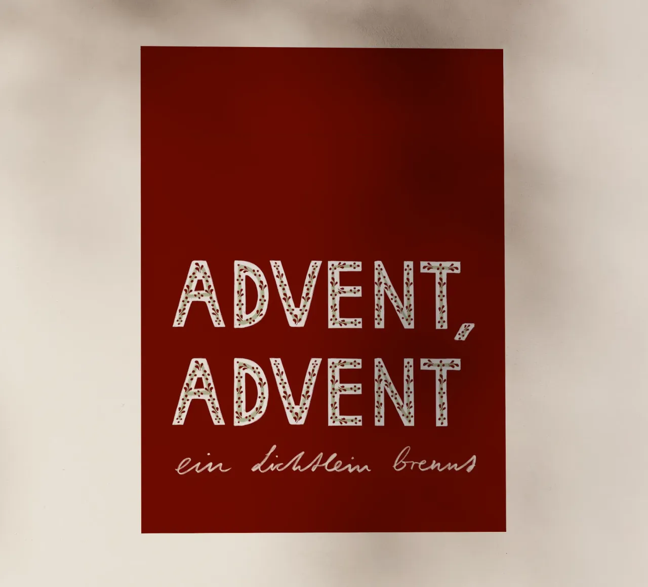 Advent, Advent, ein Lichtlein brennt Rot Backlit Folie von Sophie Augustin Illustration