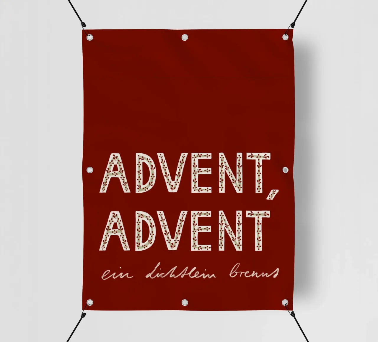 Advent, Advent, ein Lichtlein brennt Rot PVC Plane von Sophie Augustin Illustration