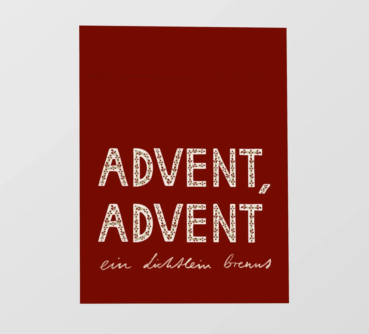 Advent, Advent, ein Lichtlein brennt Rot PVC Plane von Sophie Augustin Illustration