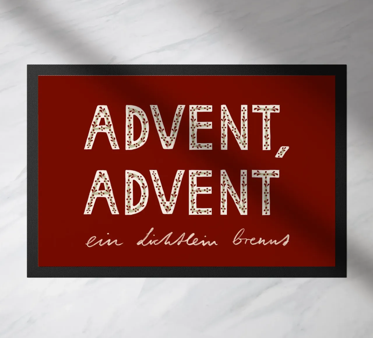 Advent, Advent, a little light burns red doormat by Sophie Augustin Illustration