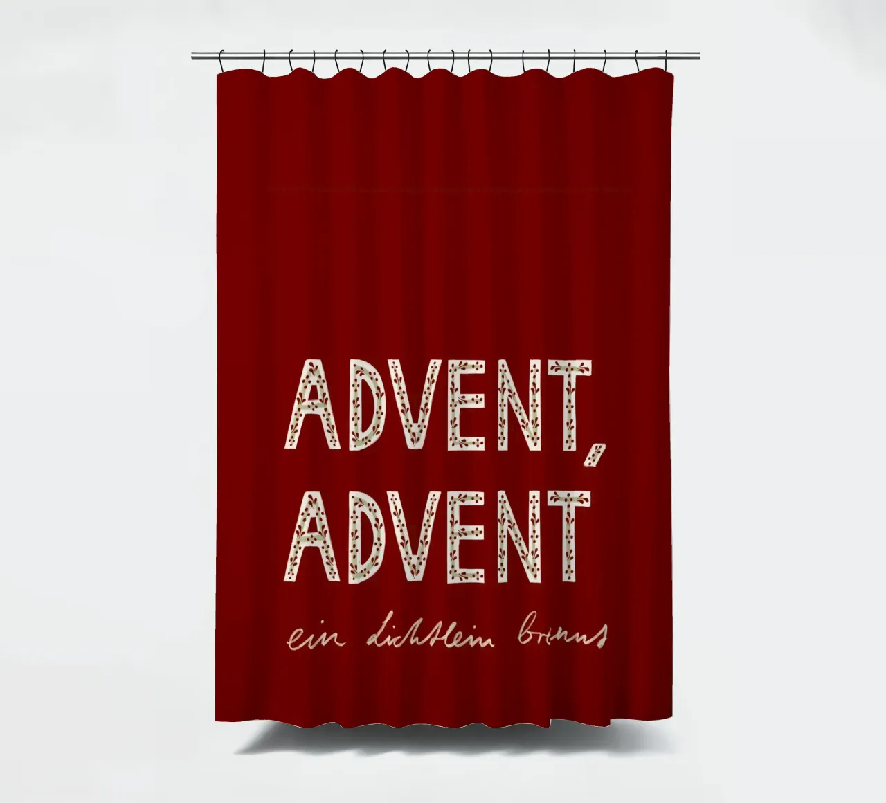 Advent, Advent, ein Lichtlein brennt Rot Duschvorhang von Sophie Augustin Illustration
