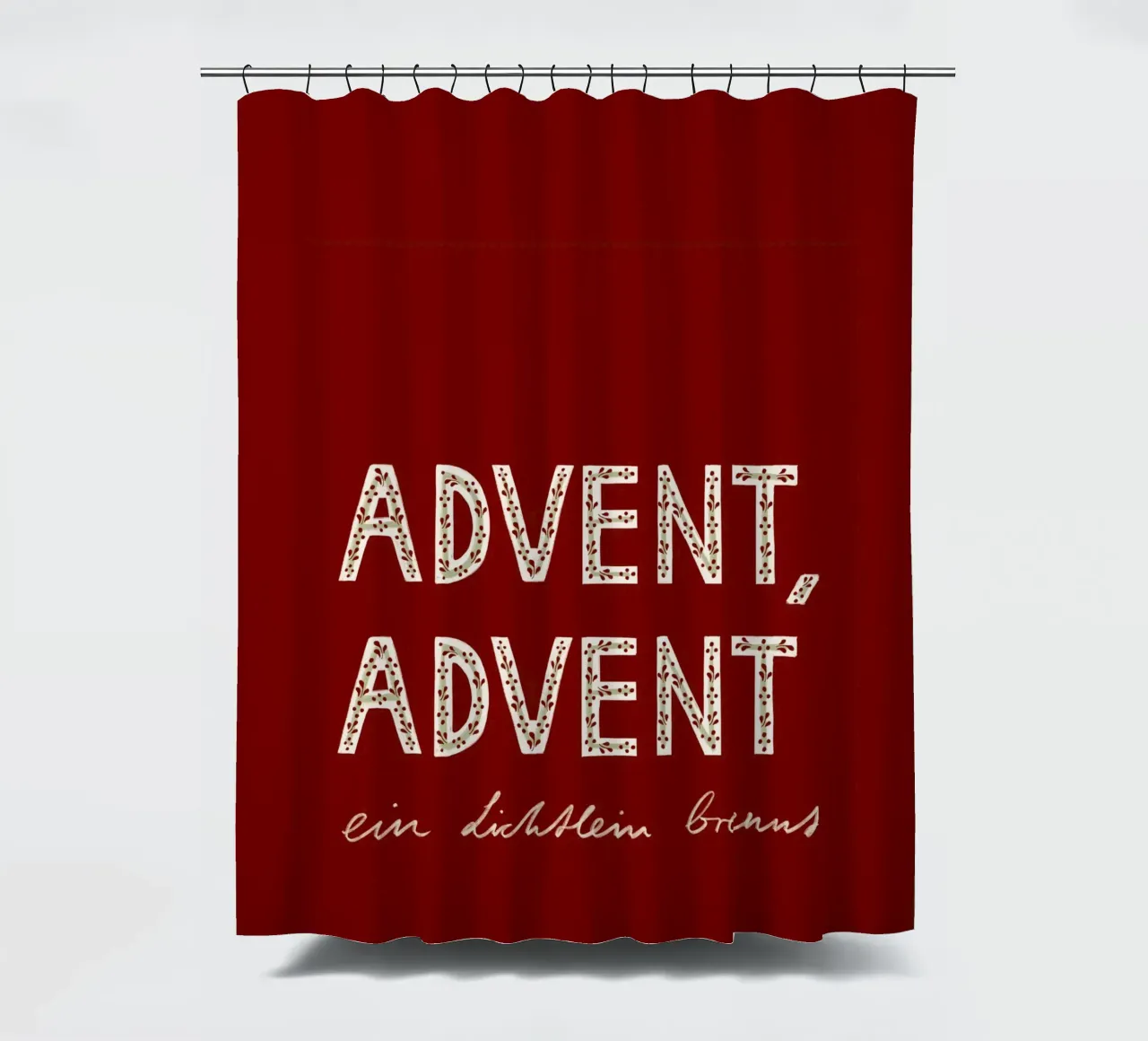 Advent, Advent, ein Lichtlein brennt Rot Duschvorhang von Sophie Augustin Illustration
