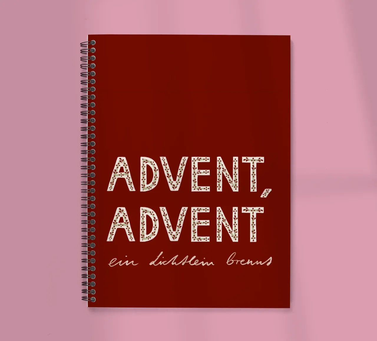 Advent, Advent, a little light burns red spiral notebook by Sophie Augustin Illustration