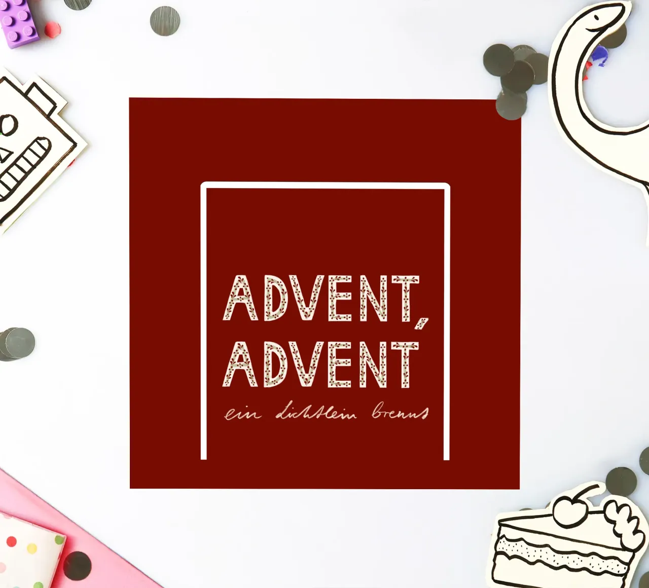 Advent, Advent, ein Lichtlein brennt Rot Sticker von Sophie Augustin Illustration