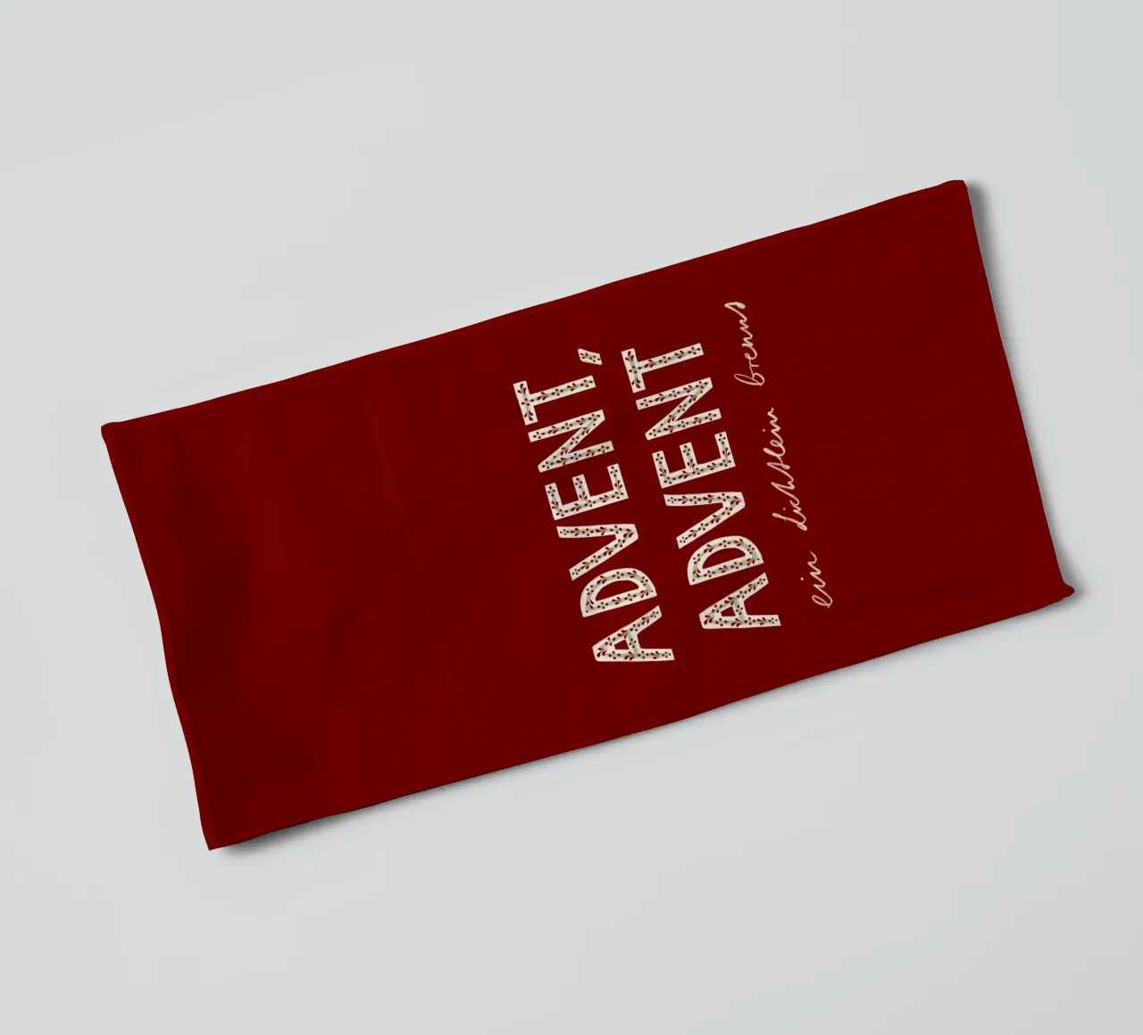 Advent, Advent, ein Lichtlein brennt Rot Handtuch von Sophie Augustin Illustration