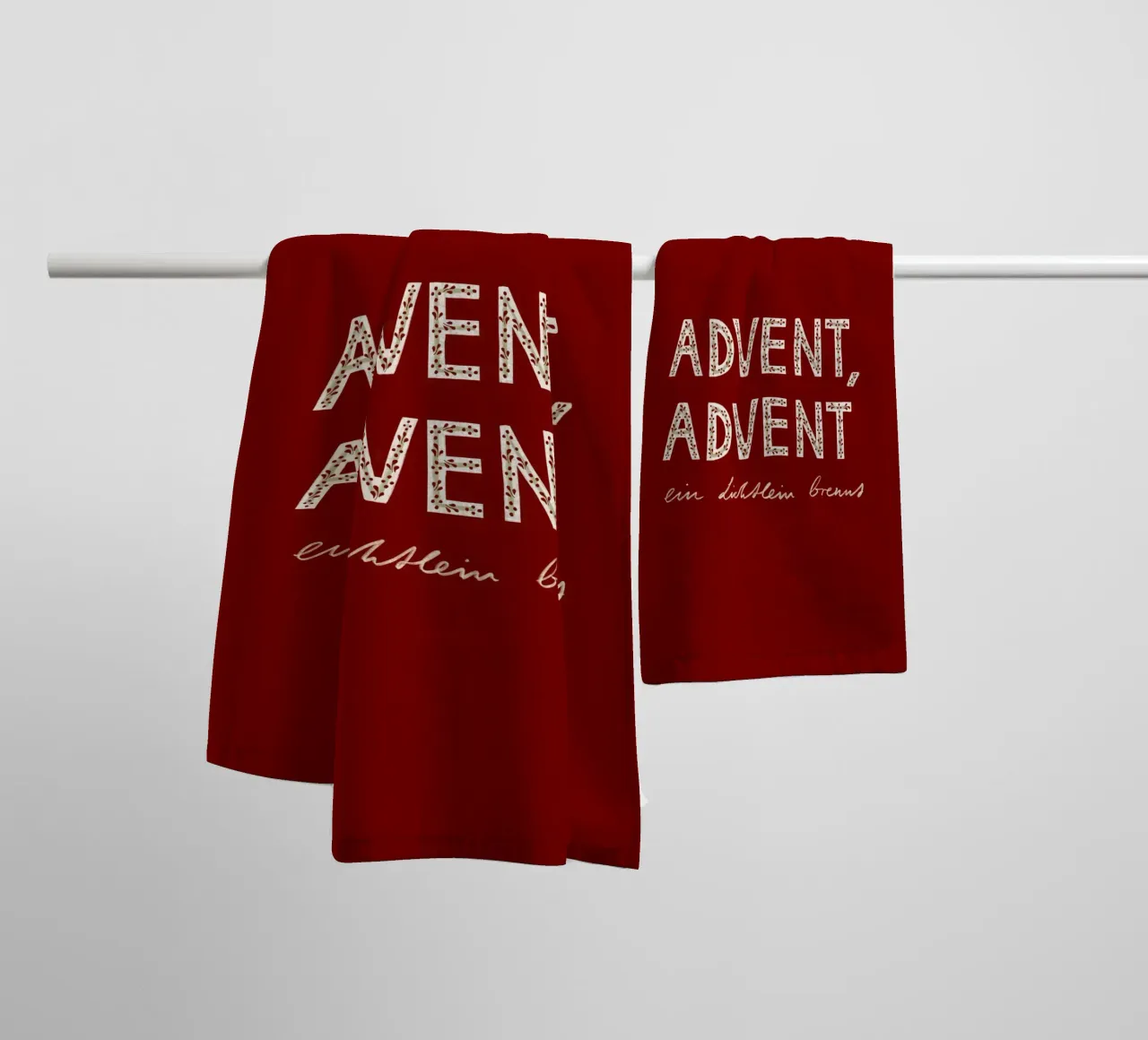 Advent, Advent, ein Lichtlein brennt Rot Handtuch von Sophie Augustin Illustration