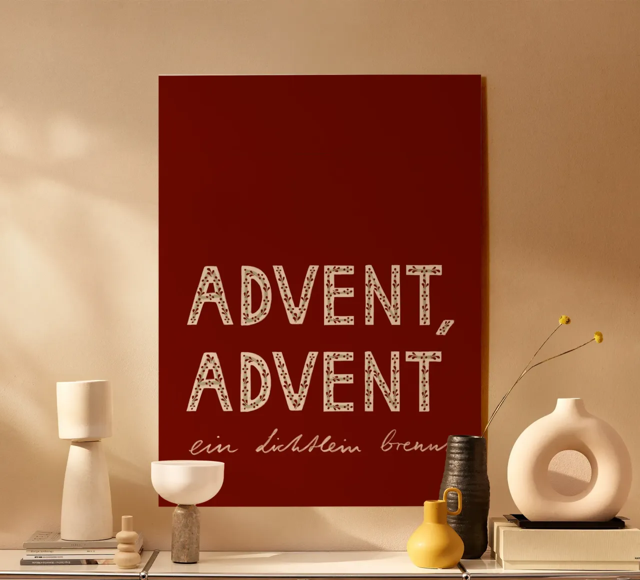Advent, Advent, ein Lichtlein brennt Rot Acryl-Glas von Sophie Augustin Illustration