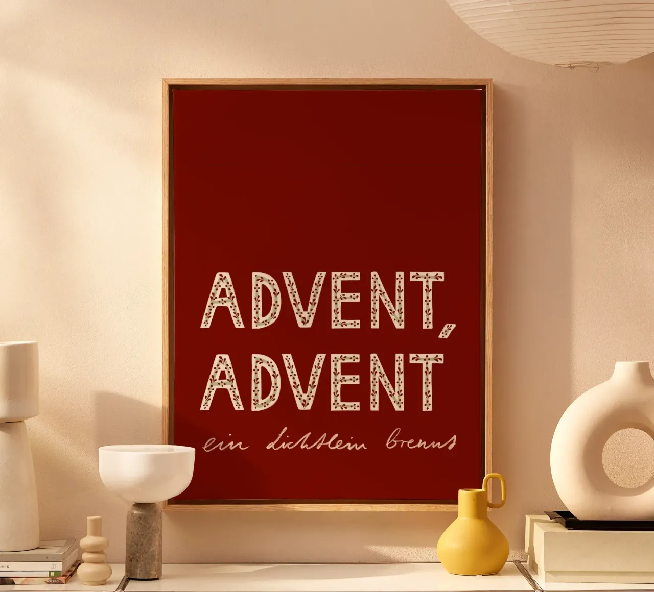 Advent, Advent, ein Lichtlein brennt Rot Leinwand von Sophie Augustin Illustration