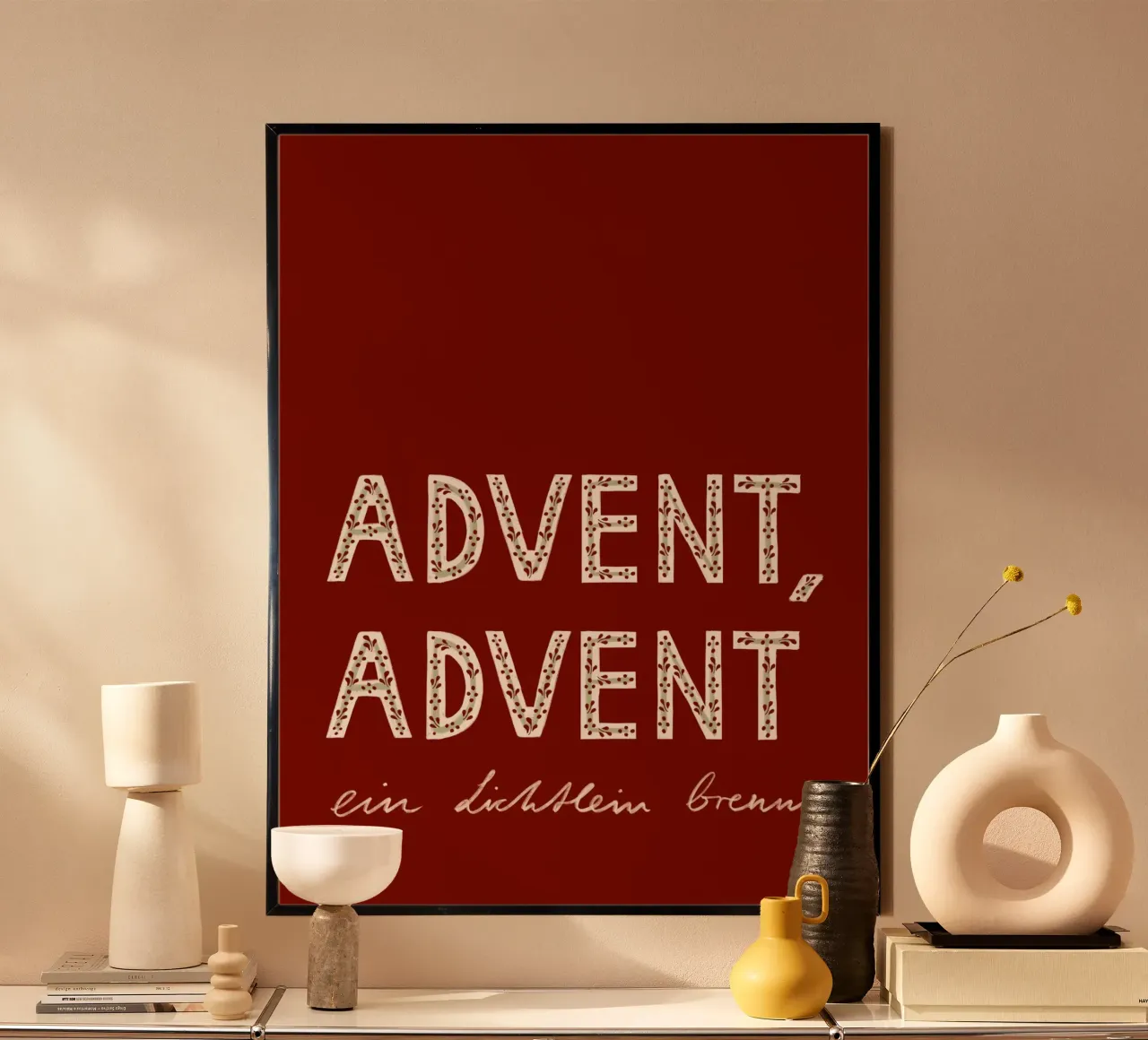 Advent, Advent, a little light burns red hahnemühle by Sophie Augustin Illustration