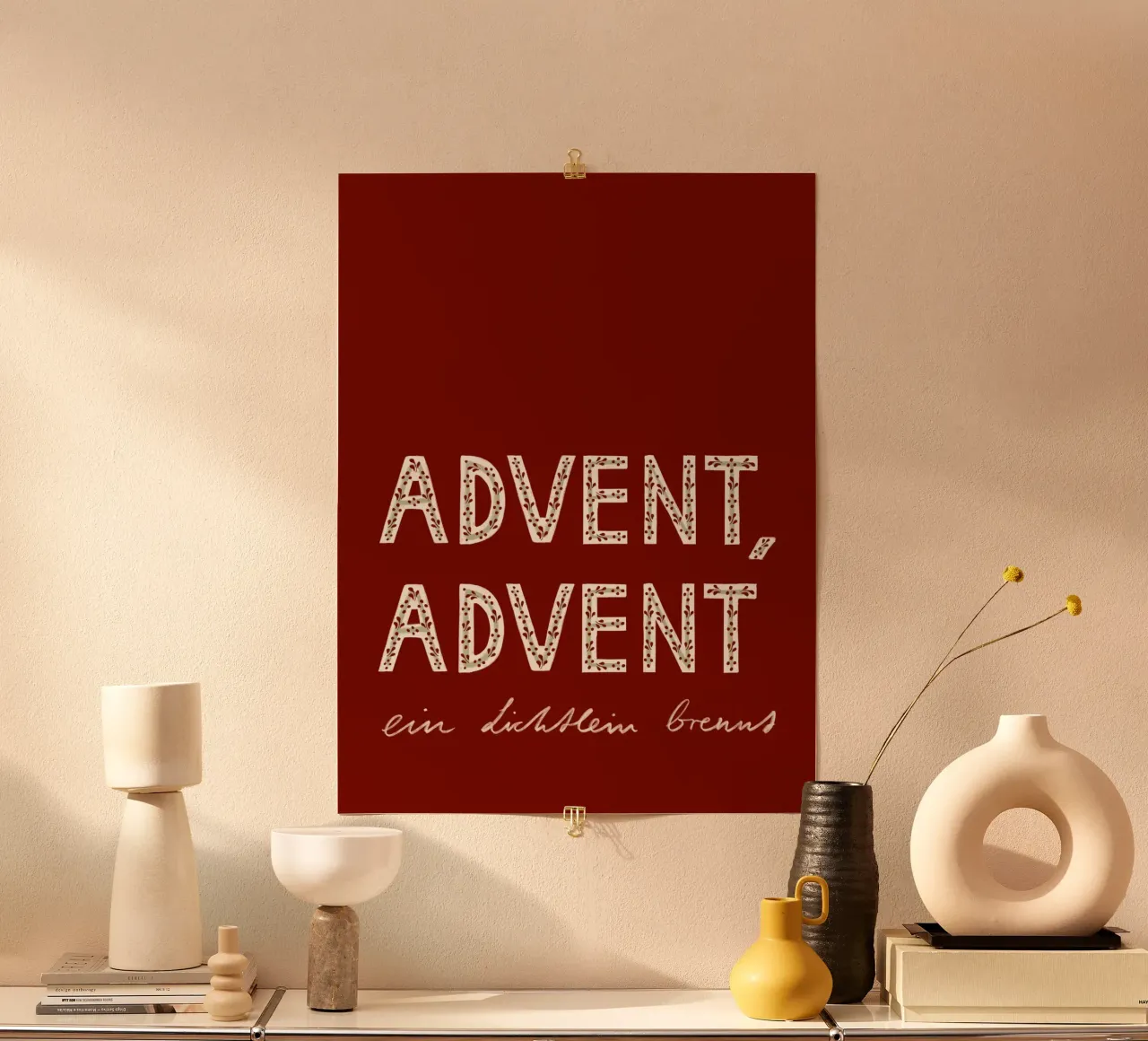 Advent, Advent, a little light burns red hahnemühle by Sophie Augustin Illustration