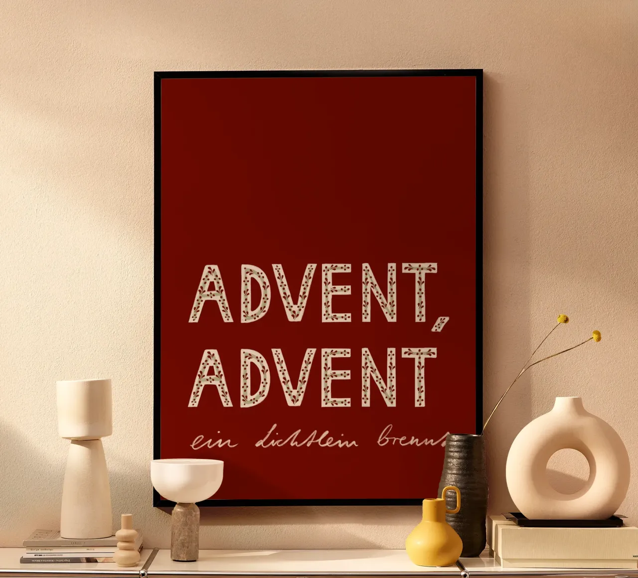 Advent, Advent, a little light burns red hahnemühle by Sophie Augustin Illustration