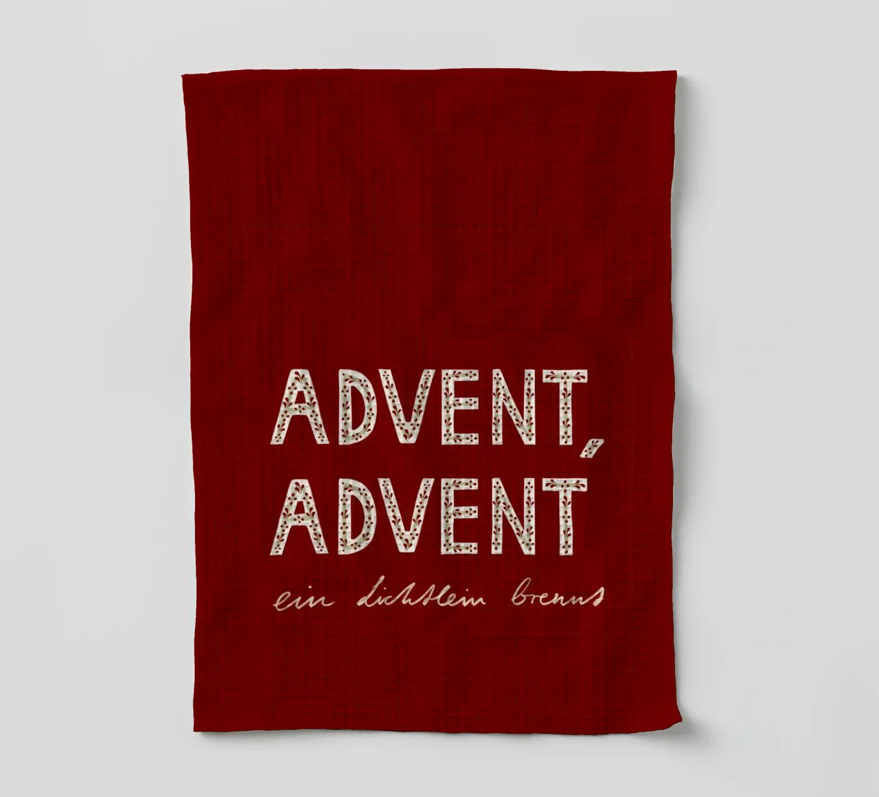 Advent, Advent, ein Lichtlein brennt Rot Geschirrtuch von Sophie Augustin Illustration