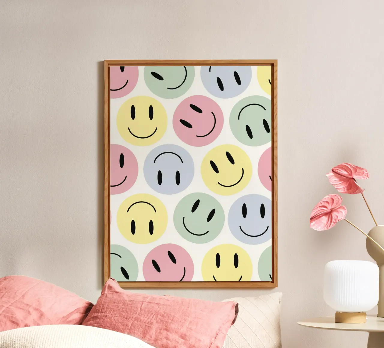 Pastel Happy Faces Alu-Dibond von Tiny Wonder Co.