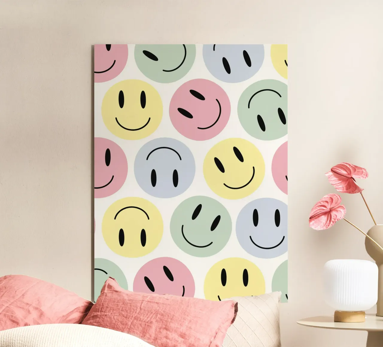 Pastel Happy Faces Alu-Dibond von Tiny Wonder Co.