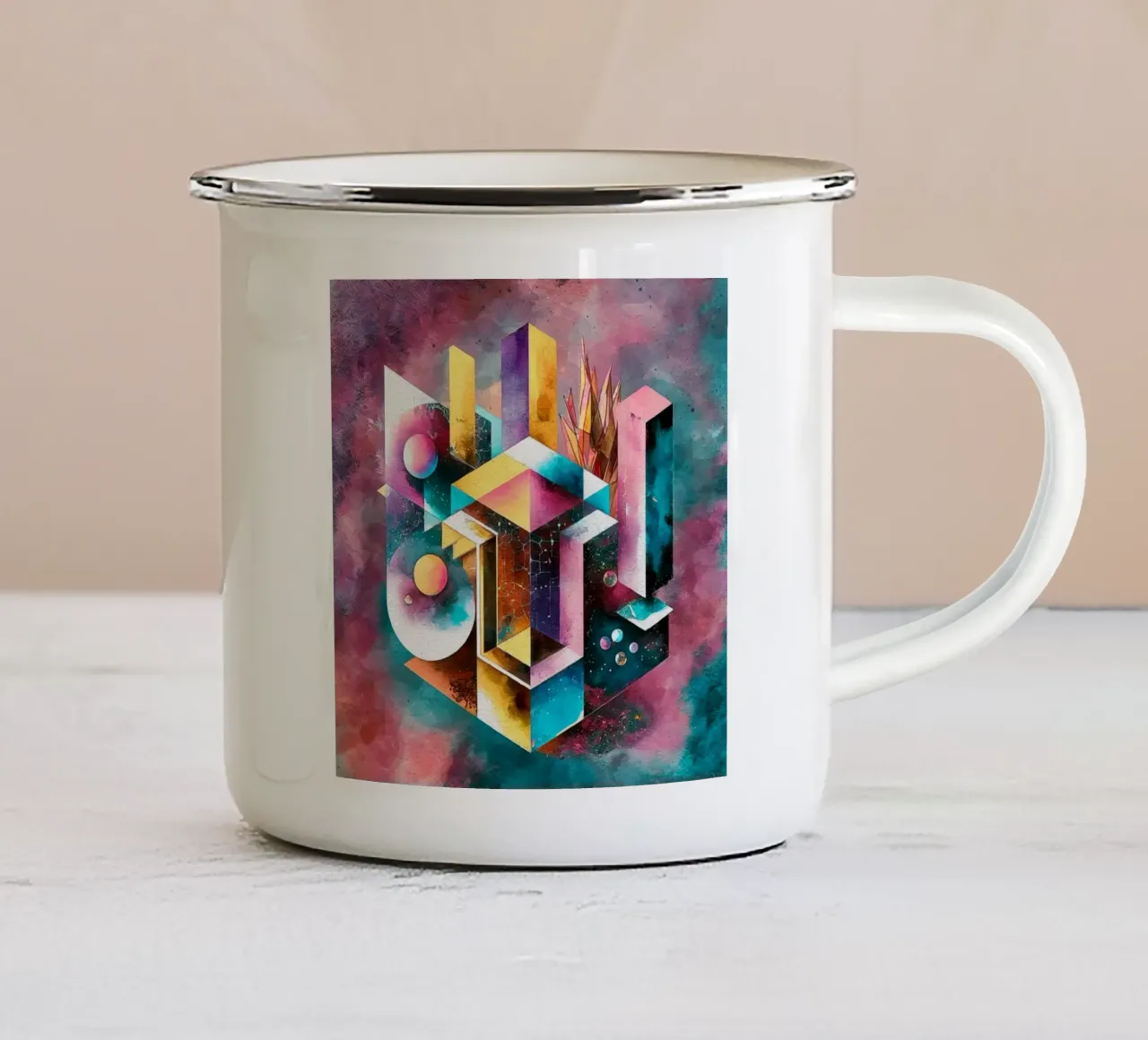Geometry Abstract Color emaille mok van dinem