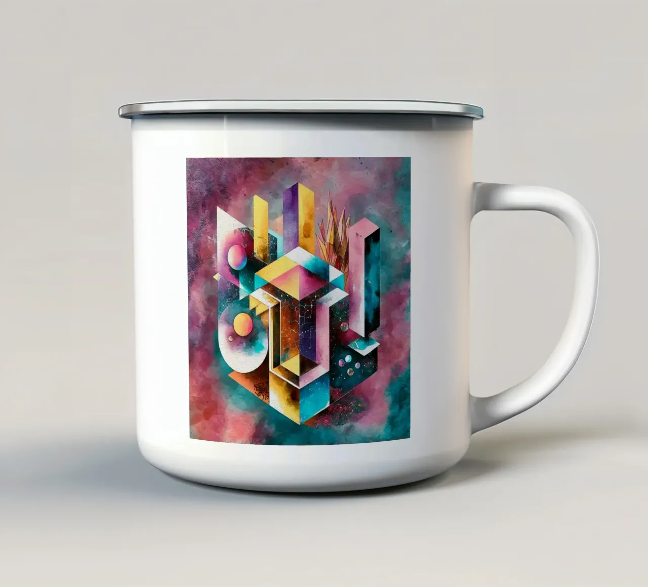 Geometry Abstract Color emaille mok van dinem