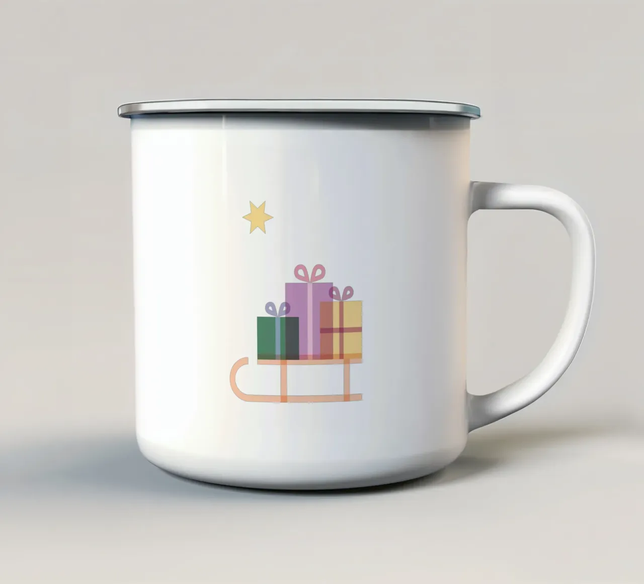 Slitta natalizia con regali Design piatto tazza in smalto da Schuhmann Design