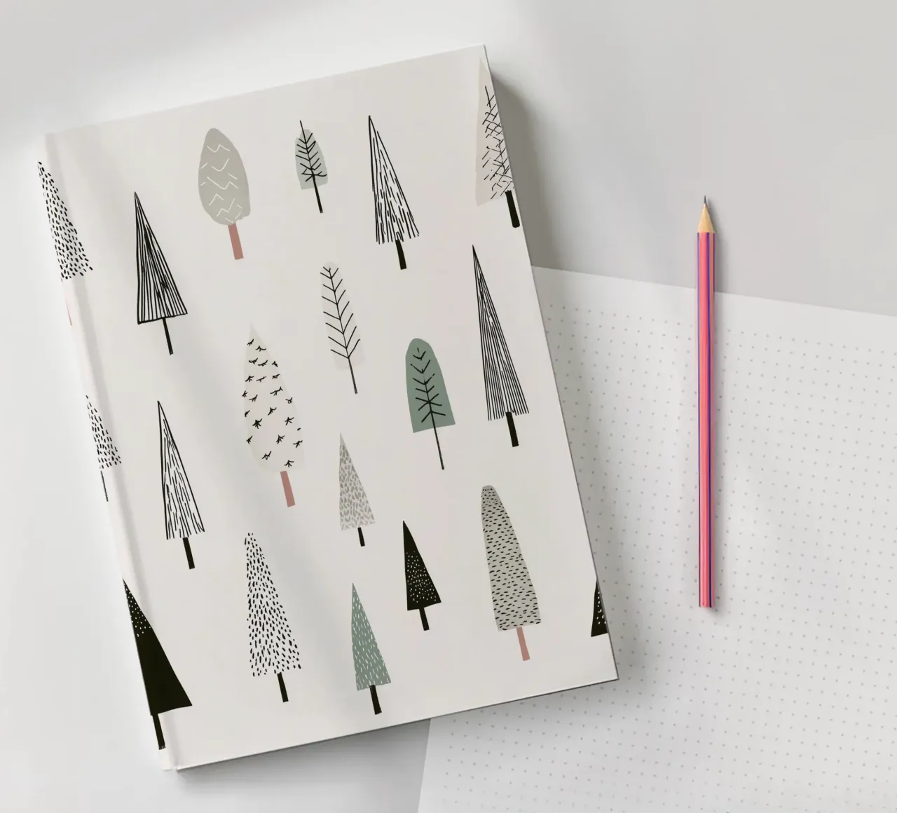 Paysage d'arbres en hiver carnet de notes de color&shape