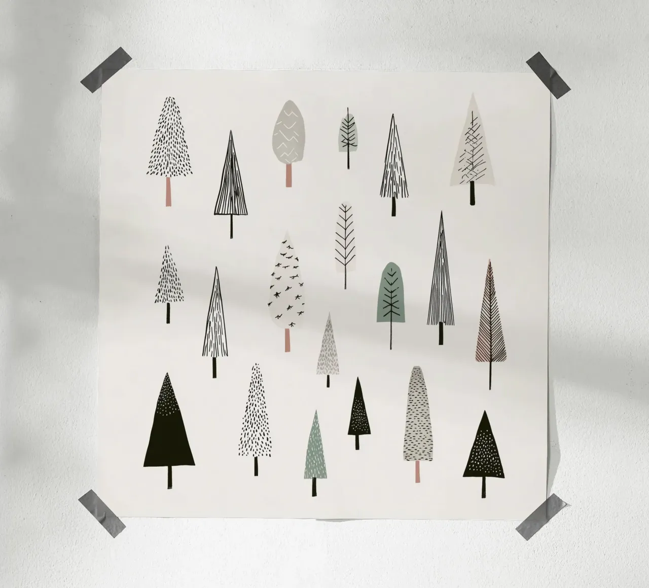 Paysage d'arbres en hiver poster de color&shape