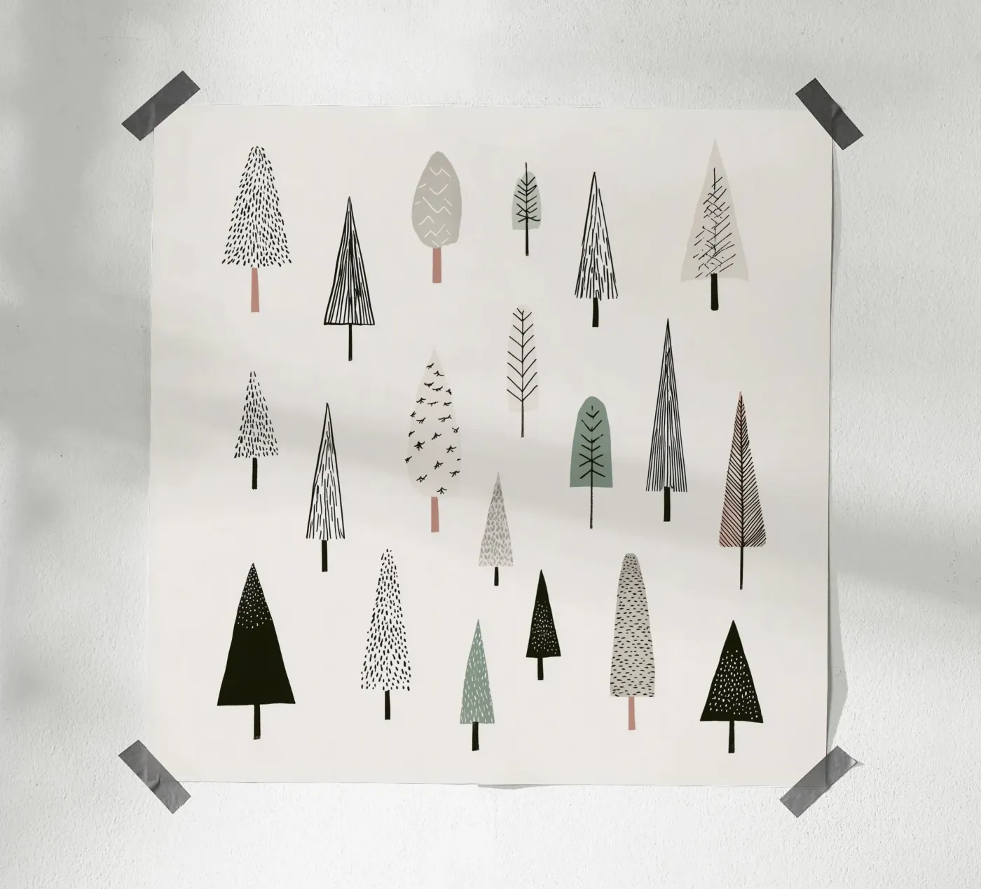 Winter tree landscape poster de color&shape