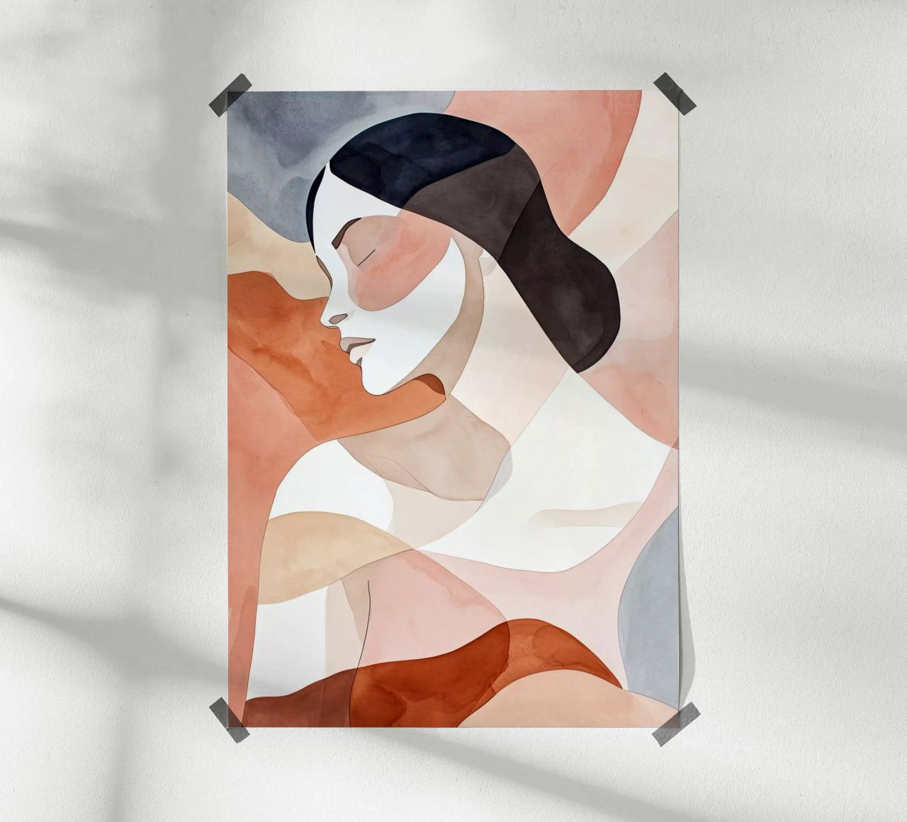 Woman portrait watercolor art poster by Justyna Jaszke JBJart