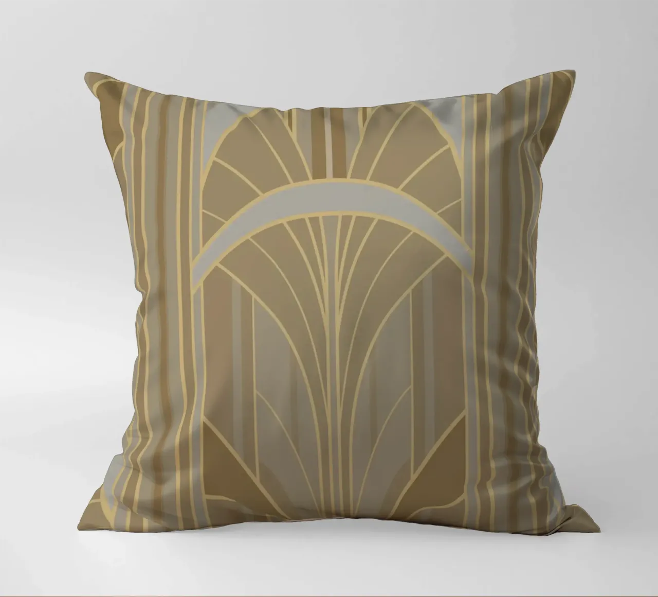 Art Deco Intertwined Architectural Arcs - Caramel Toffee cuscino da Art Deco Symposium