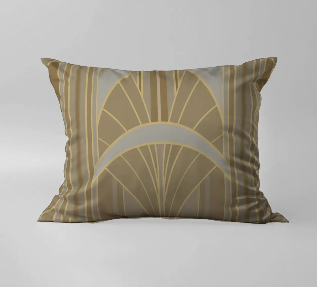 Art Deco Intertwined Architectural Arcs - Caramel Toffee cuscino da Art Deco Symposium