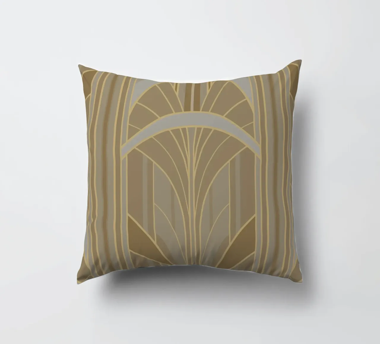 Art Deco Intertwined Architectural Arcs - Caramel Toffee cuscino da Art Deco Symposium