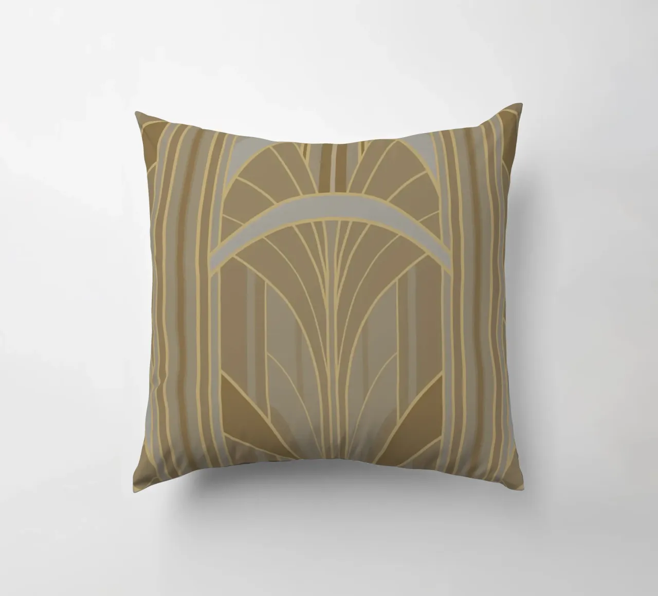 Art Deco Intertwined Architectural Arcs - Caramel Toffee cuscino da Art Deco Symposium