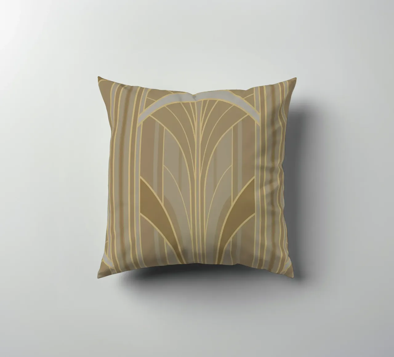 Art Deco Intertwined Architectural Arcs - Caramel Toffee cuscino da Art Deco Symposium