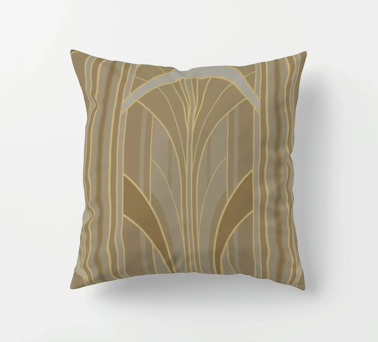 Art Deco Intertwined Architectural Arcs - Caramel Toffee cuscino da Art Deco Symposium