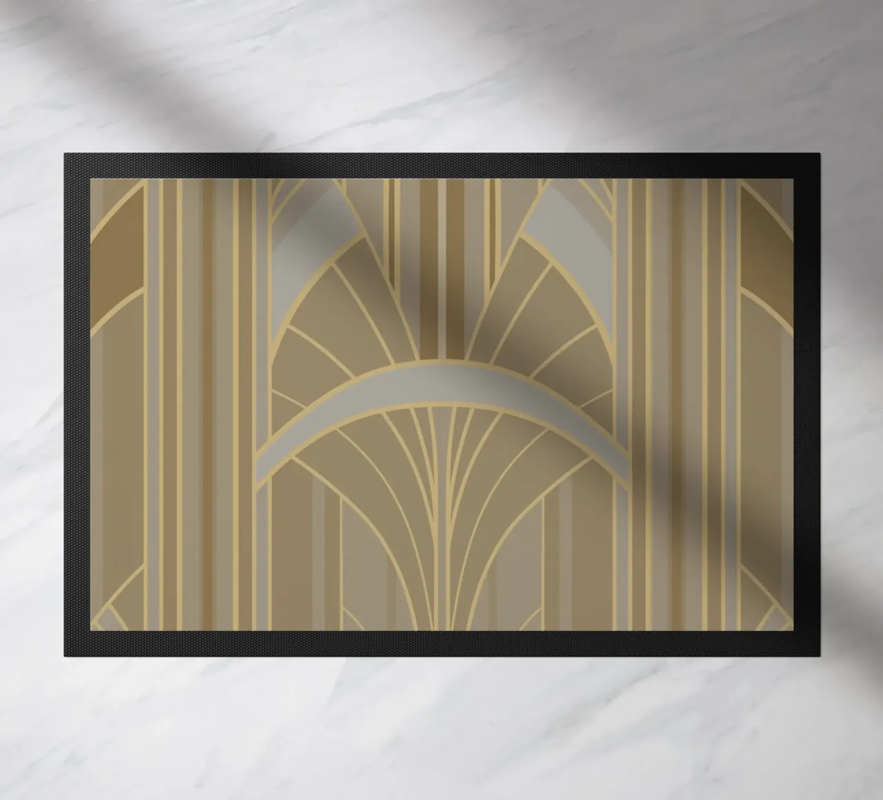 Art Deco Intertwined Architectural Arcs - Caramel Toffee zerbino da Art Deco Symposium