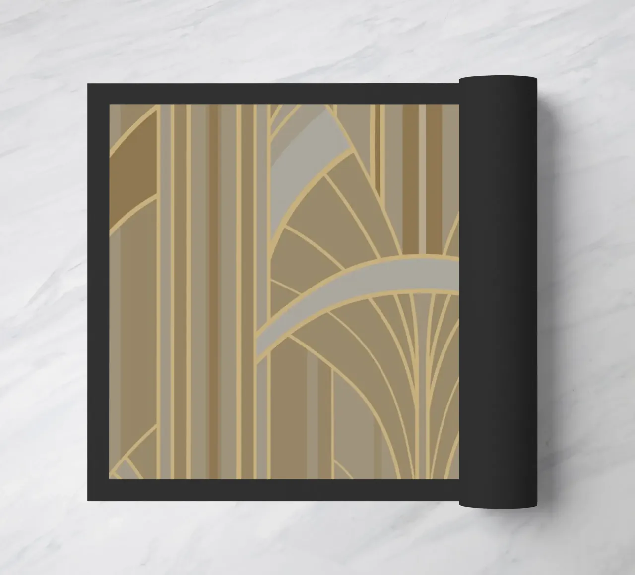 Art Deco Intertwined Architectural Arcs - Caramel Toffee zerbino da Art Deco Symposium