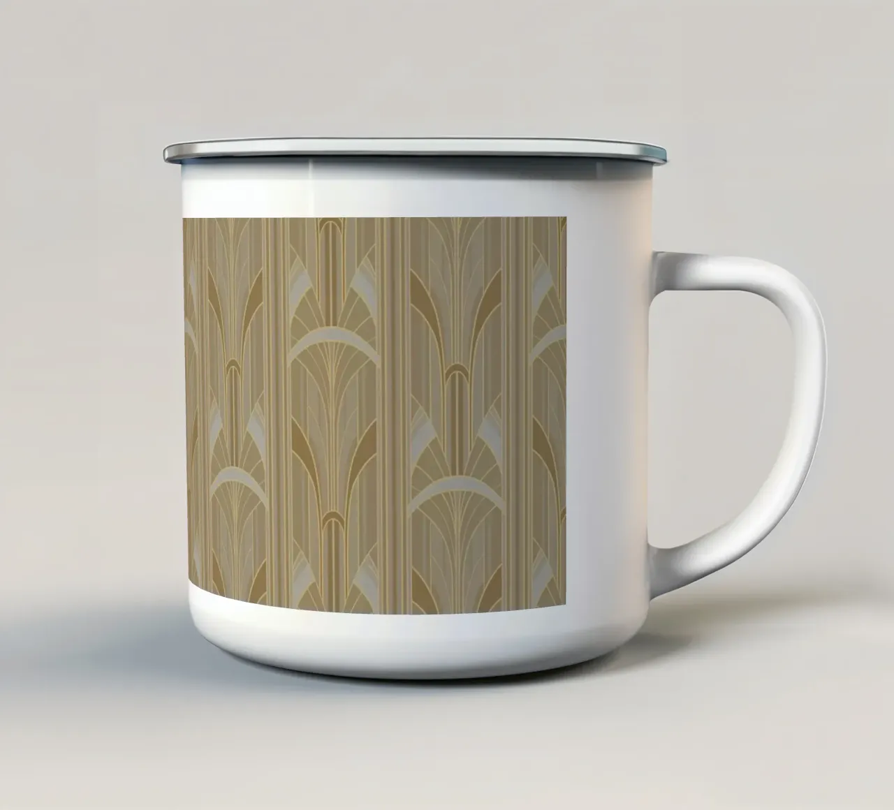 Art Deco Intertwined Architectural Arcs - Caramel Toffee tazza in smalto da Art Deco Symposium