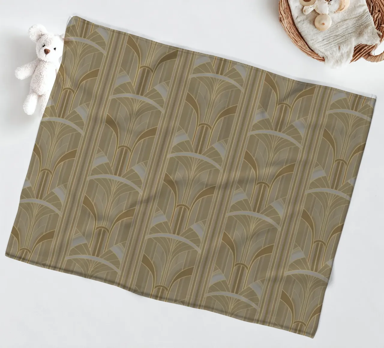 Art Deco Intertwined Architectural Arcs - Caramel Toffee coperta in pile da Art Deco Symposium