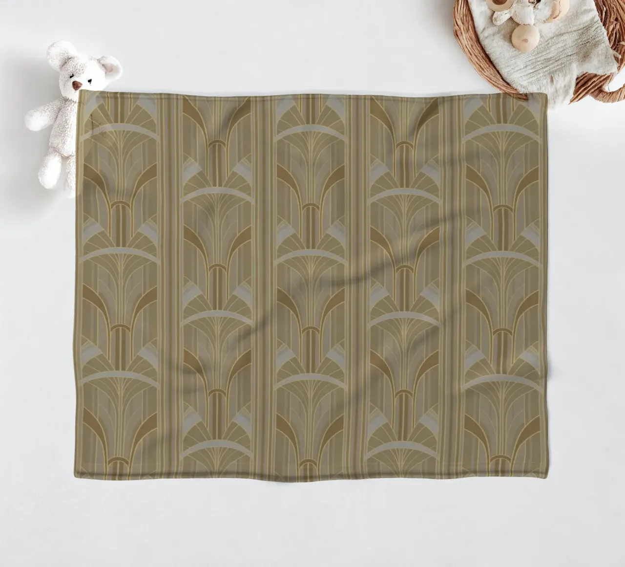 Art Deco Intertwined Architectural Arcs - Caramel Toffee coperta in pile da Art Deco Symposium