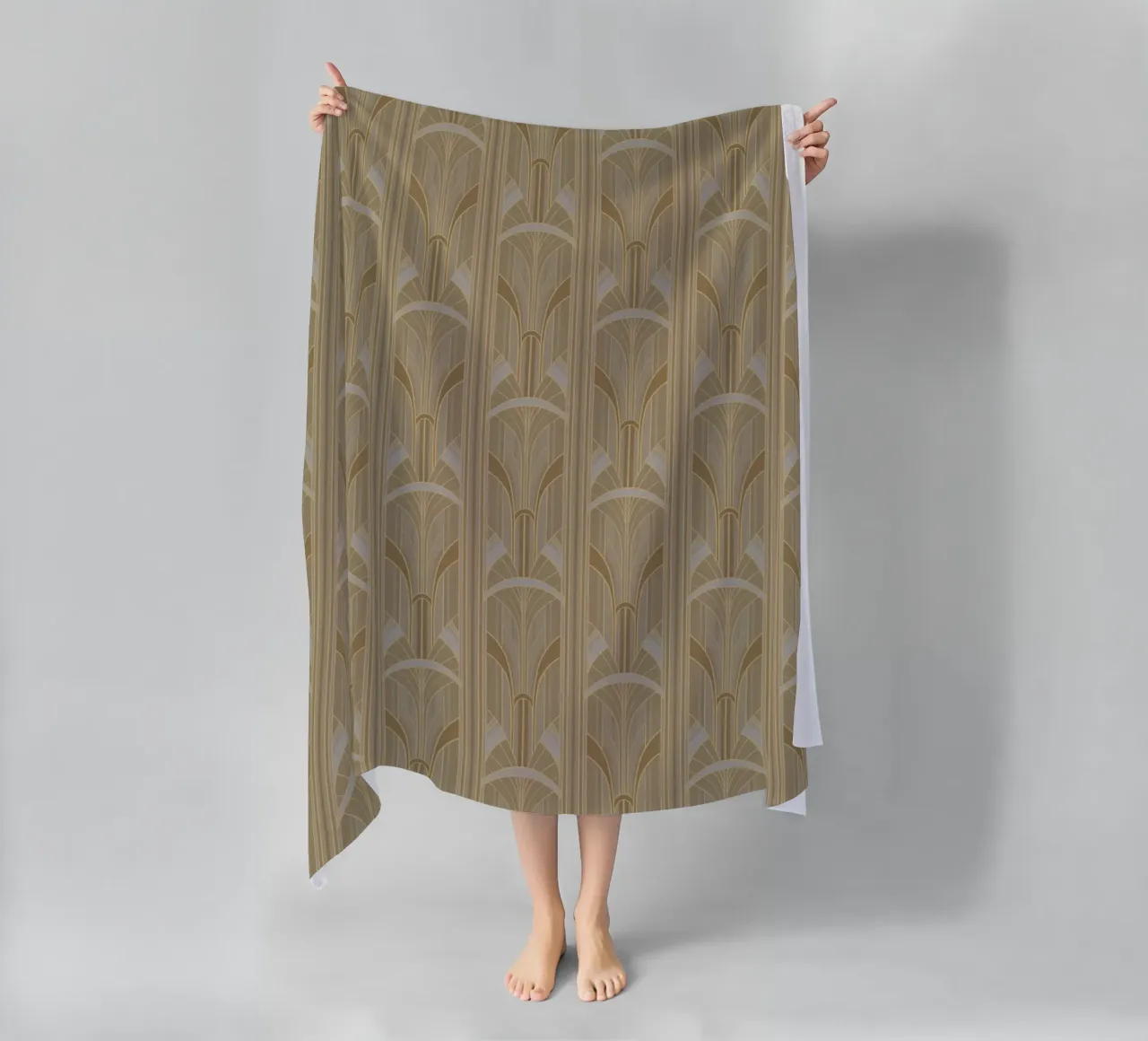 Art Deco Intertwined Architectural Arcs - Caramel Toffee telo mare da Art Deco Symposium