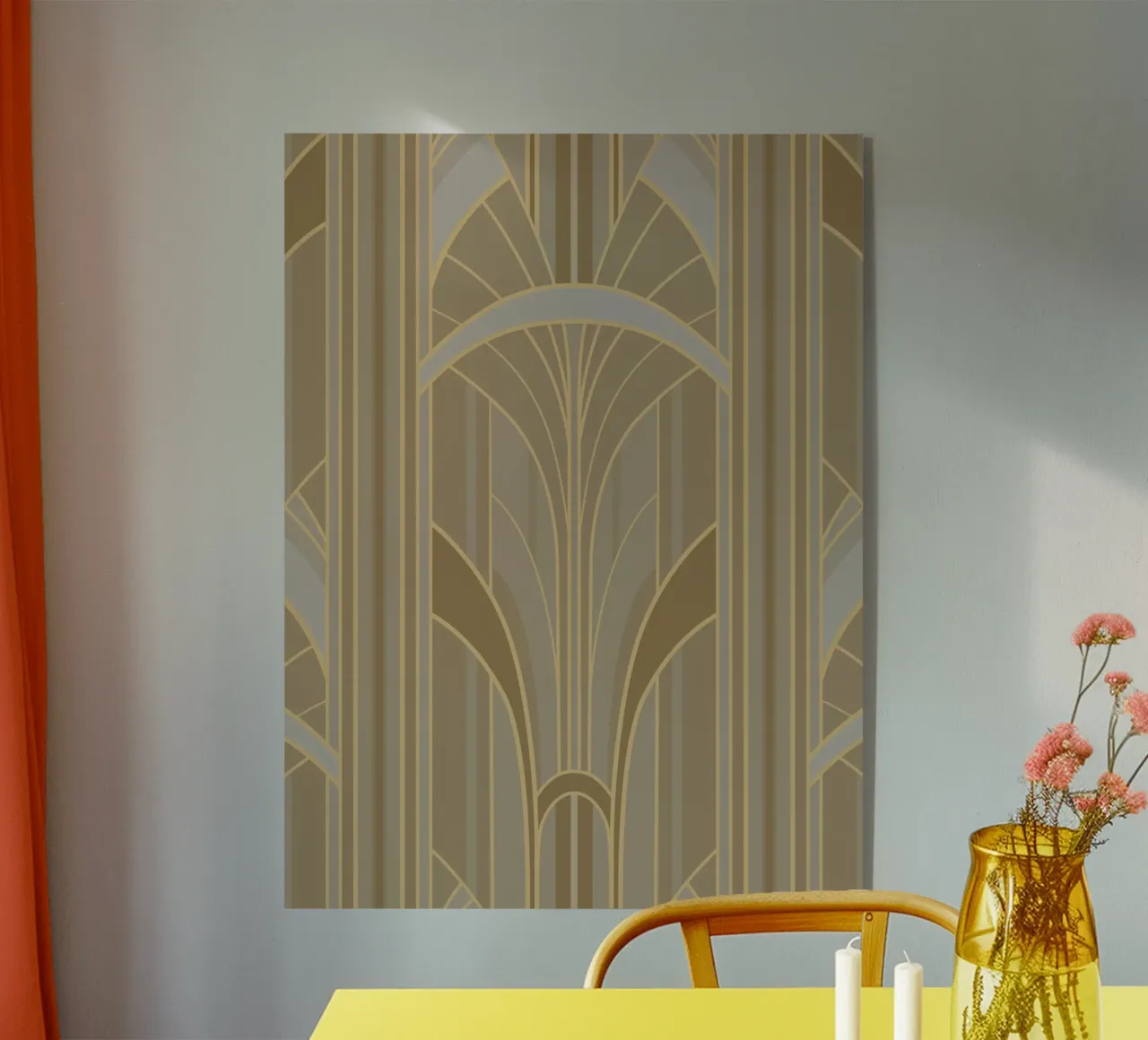 Art Deco Intertwined Architectural Arcs - Caramel Toffee plexiglass da Art Deco Symposium