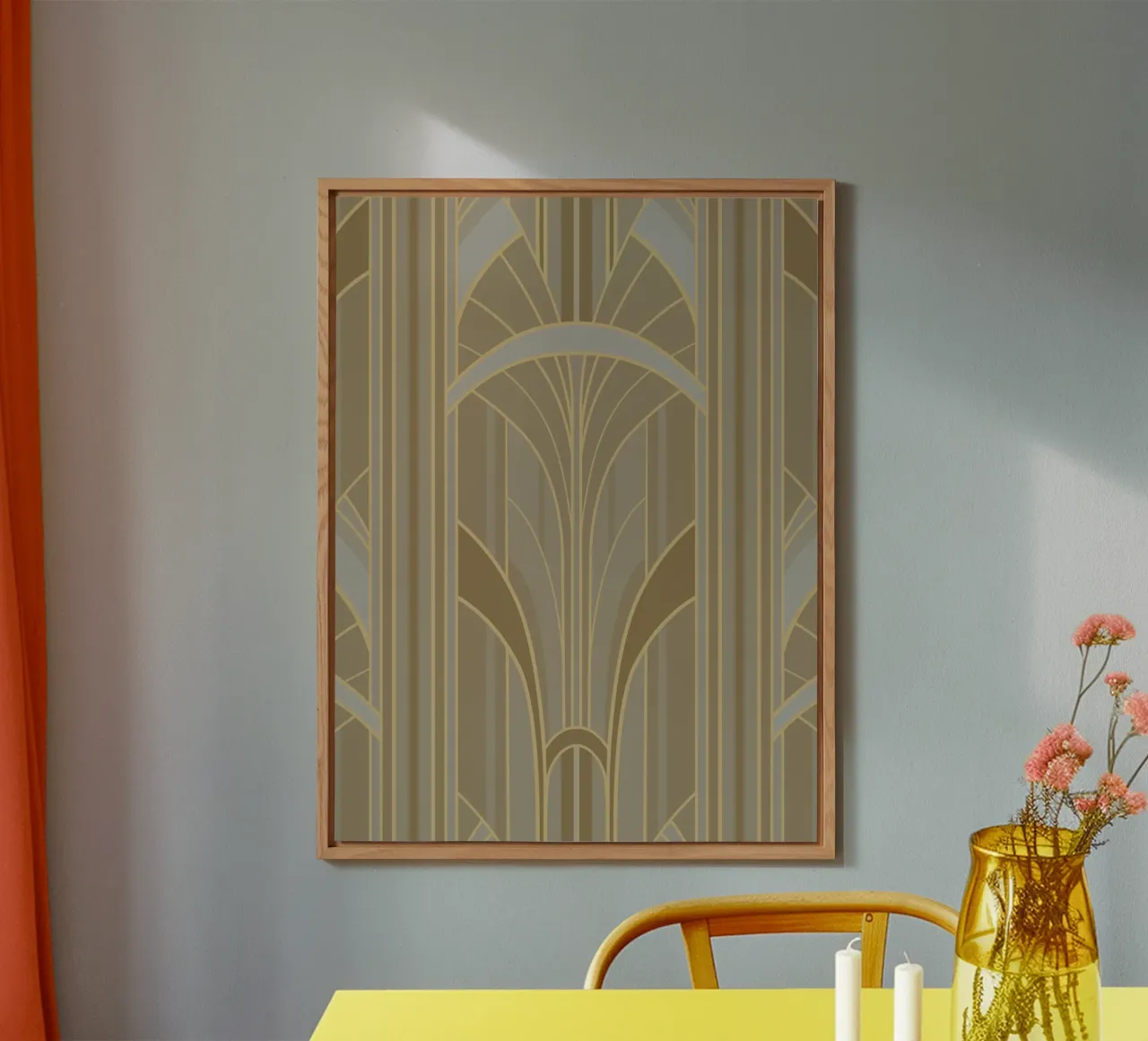 Art Deco Intertwined Architectural Arcs - Caramel Toffee alluminio dibond da Art Deco Symposium