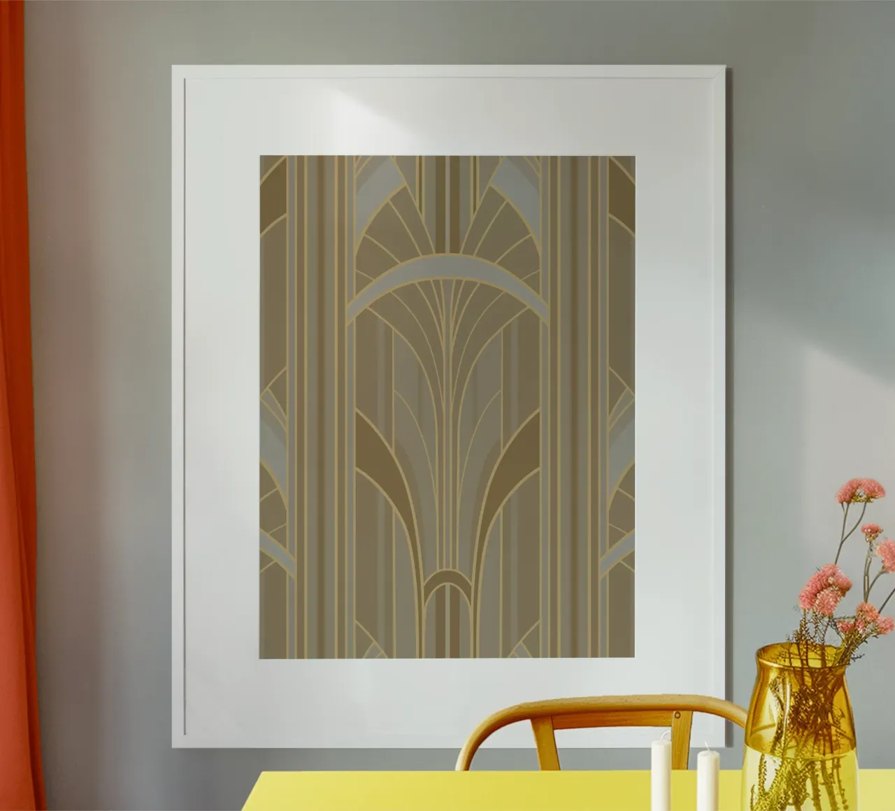 Art Deco Intertwined Architectural Arcs - Caramel Toffee carta hahnemühle da Art Deco Symposium