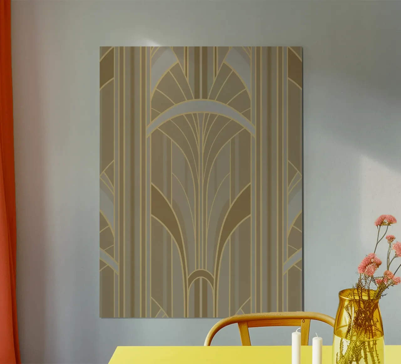 Art Deco Intertwined Architectural Arcs - Caramel Toffee carta hahnemühle da Art Deco Symposium