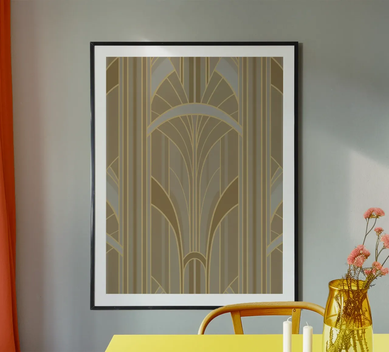 Art Deco Intertwined Architectural Arcs - Caramel Toffee carta hahnemühle da Art Deco Symposium