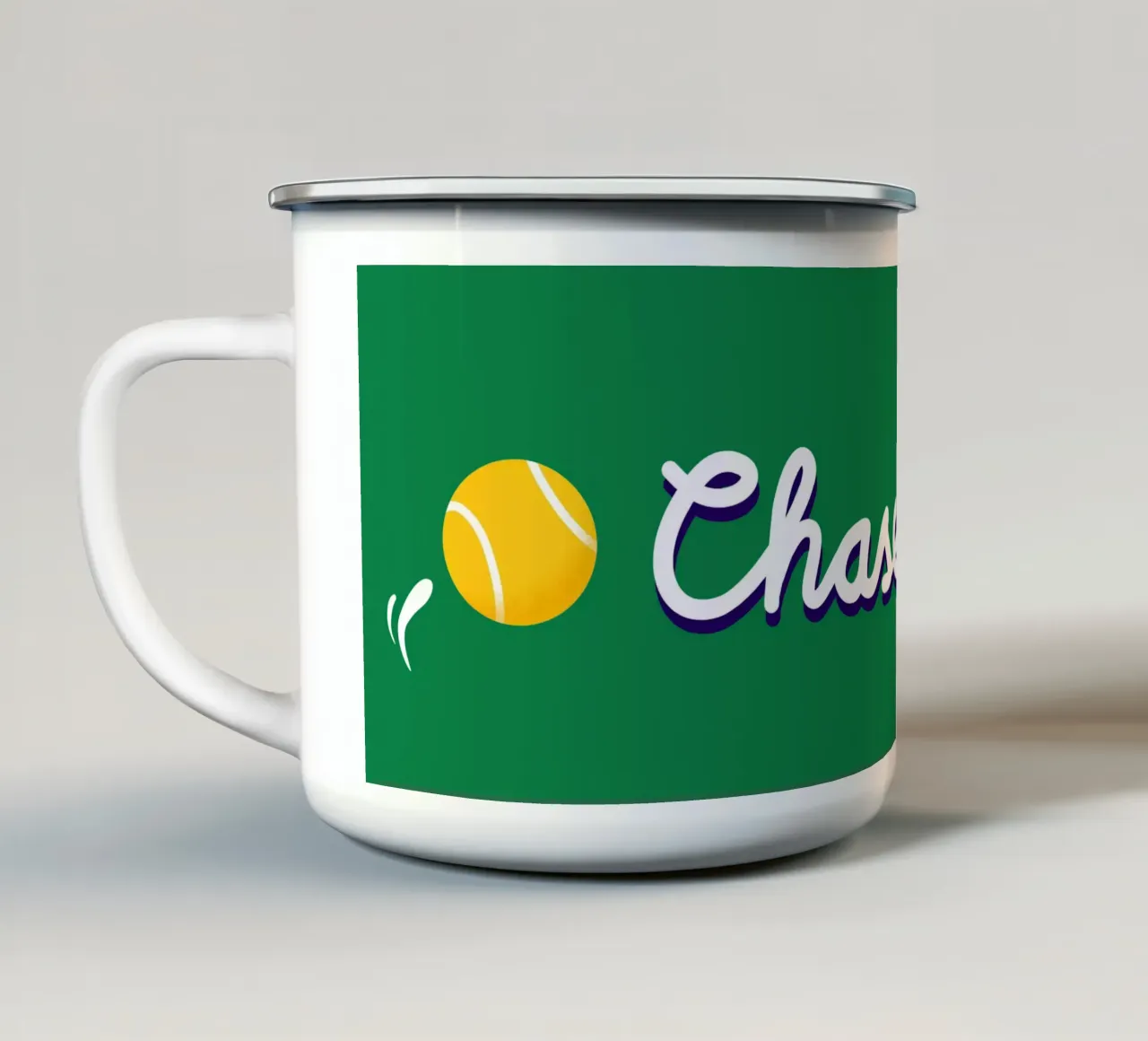 Chase the Ball - Tennis Slogan tazza in smalto da justsports