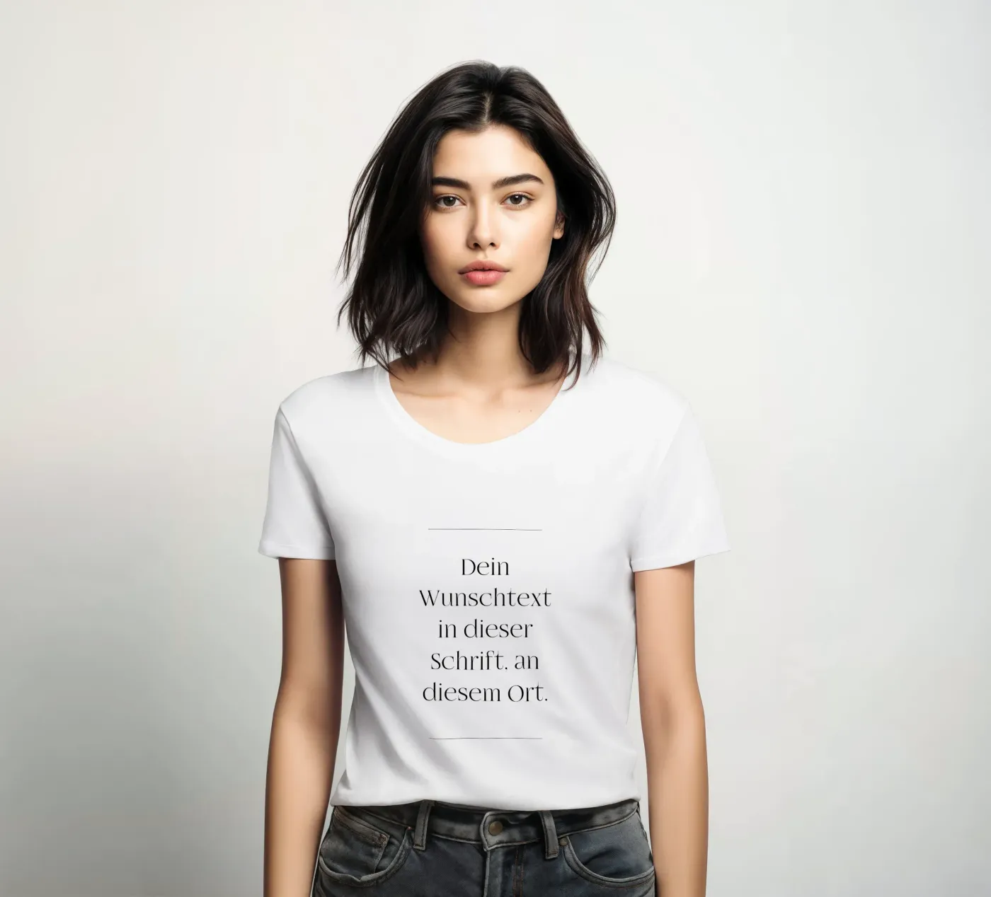Wunschtext in schwarz weiß mit Linien t-shirt da donna da WORTSPIEL