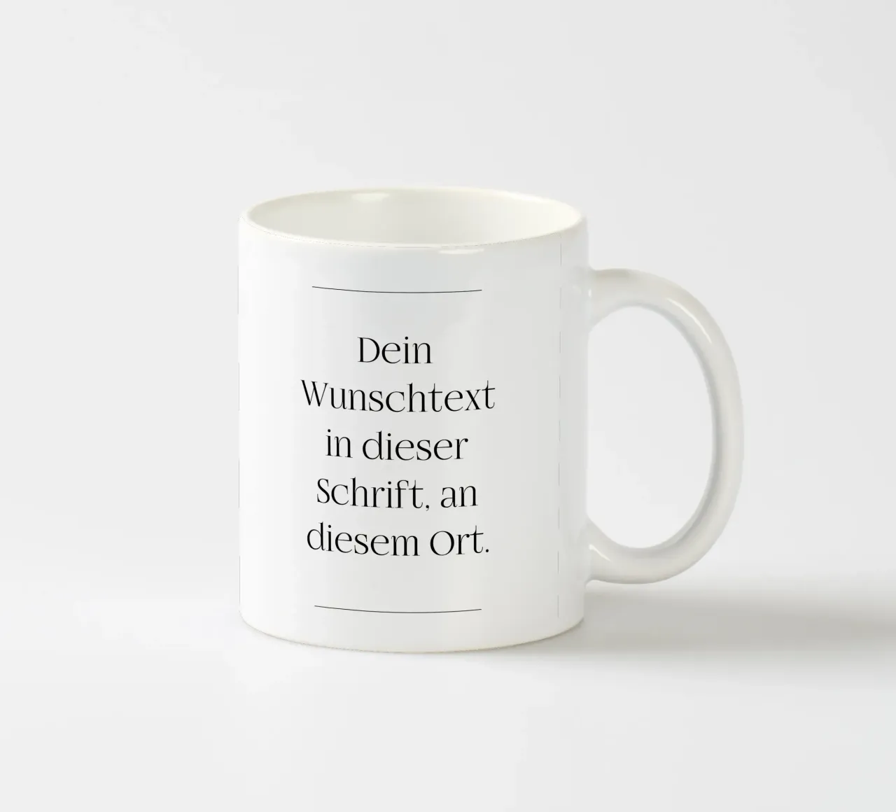 Wunschtext in schwarz weiß mit Linien tazza in ceramica da WORTSPIEL